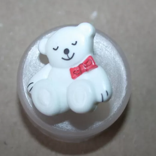 Knopf Kunststoff Bär weiß - 19 mm