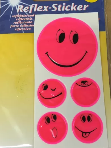 Reflex-Sticker Smiley pink