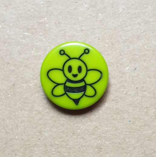 Knopf Biene grün - 15 mm