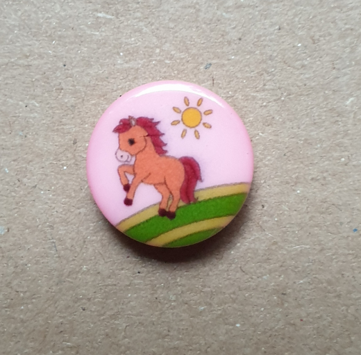 Knopf Pony rosa - 15 mm