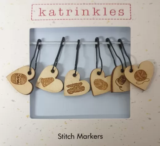 Katrinkles Stitch Markers Heard - Wood