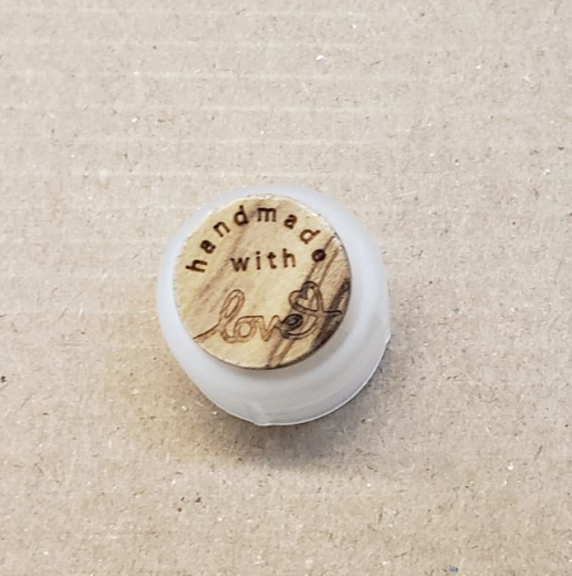 Wooden button Handmade with love - 15 mm