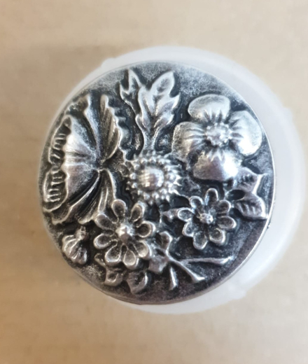 Metallknopf Blumen - 30 mm