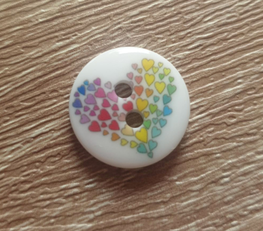 plastic button heart - 15 mm