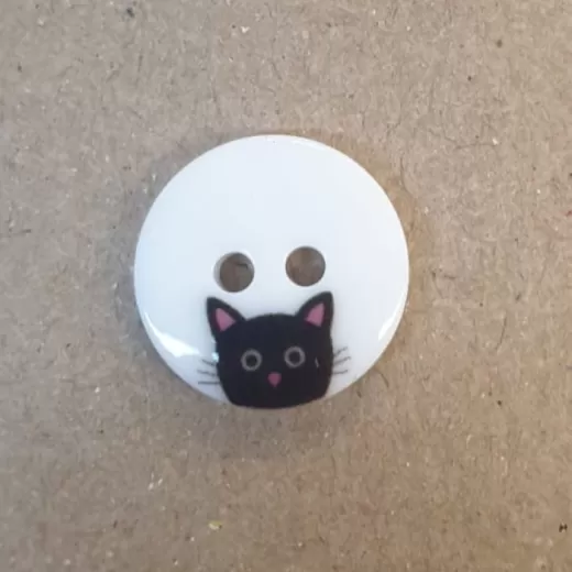 Knopf Kunststoff Katze weiß