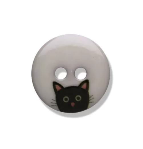 Button plastic cat gray