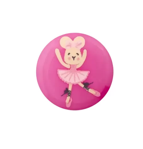 Knopf Polyester Ballerina Maus 18 mm pink