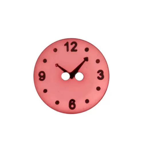 polyester button clock - 15 mm pink