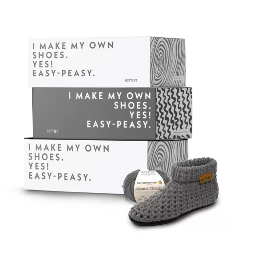 Set für Winter-Häkelbotties Gr. 39 - grau