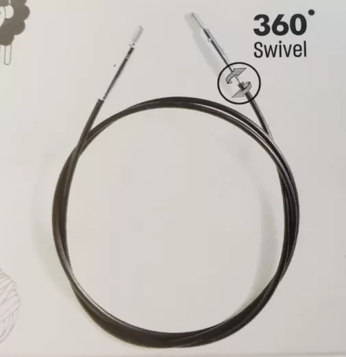 Knit Pro Seil Edelstahl SWIVEL - SCHWARZ-SILBER 60 cm