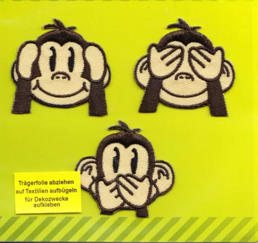 Applikation Die drei Affen
