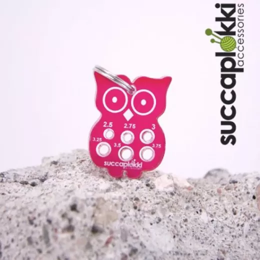 Succaplokki Keychain Needle Gauge Owl - magenta