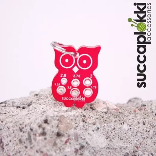 Succaplokki Keychain Needle Gauge Owl - red