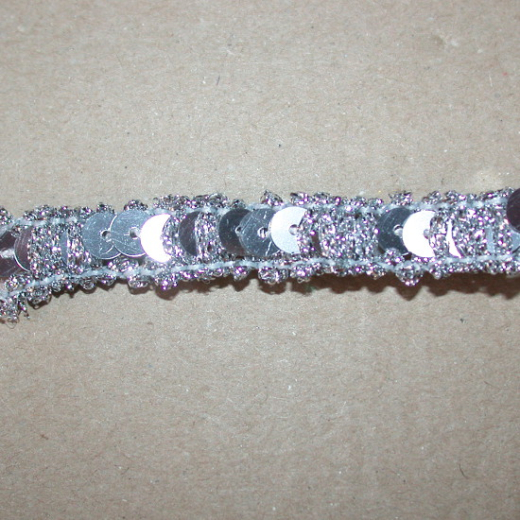 Sequin Trim with Glitter - silver