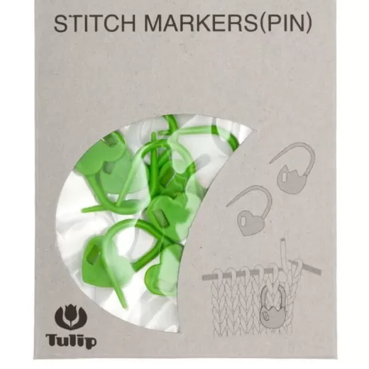 Tulip Removable Stitch Markers - Hearts green