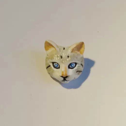 Knopf Resin - Katzenkopf weiß 18 mm