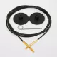 Knit Pro Seil Edelstahl SWIVEL - SCHWARZ-MATTGOLD 150 cm