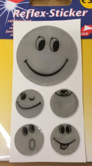 Reflex-Sticker Smiley silber