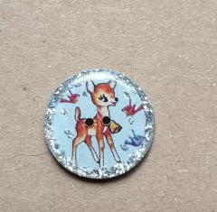 Knopf Bambi Glitzer hellblau - 20 mm