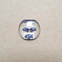 Knopf Fische blau - 20 mm