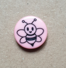 Knopf Biene rosa - 15 mm
