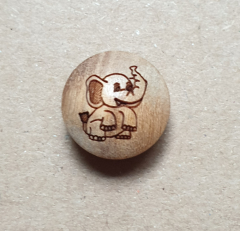 Knopf Holz mit Elefant - 15 mm