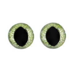 Glitter cat eyes green - 15 mm