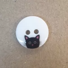 Button plastic "cat" white