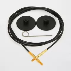 Knit Pro Cable Stainless Steel SWIVEL 150 cm (60") black-frosted gold