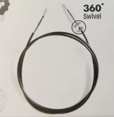 Knit Pro Cable Stainless Steel SWIVEL 50 cm (20") black