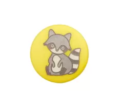 polyester button "racoon" - 15 mm yellow