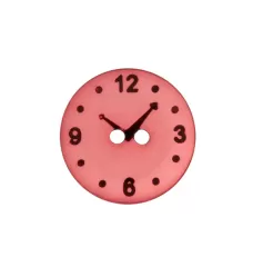 polyester button "clock" - 15 mm pink