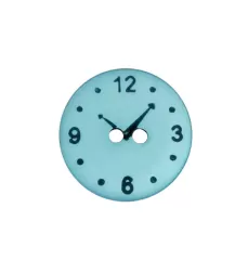 polyester button "clock" - 15 mm blue