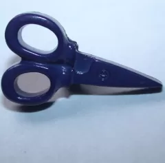 Knopf mit Öse - Schere blau