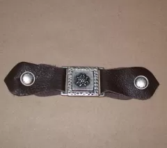 Trachtenschließe Leder - schwarz