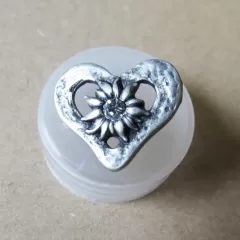 Knopf Herz mit Edelweiss - Metall