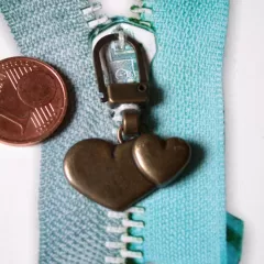 Zipper Doppelherz altmessing