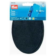 Faux Leather Patches - oval dark blue
