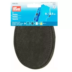 Faux Leather Patches - oval dark gray