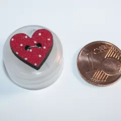 Holzknopf Gepunktetes Herz