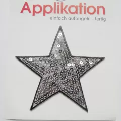 Applique Heart with Sequins - silver