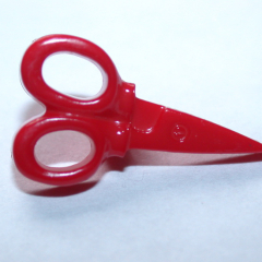 Knopf mit Öse - Schere rot